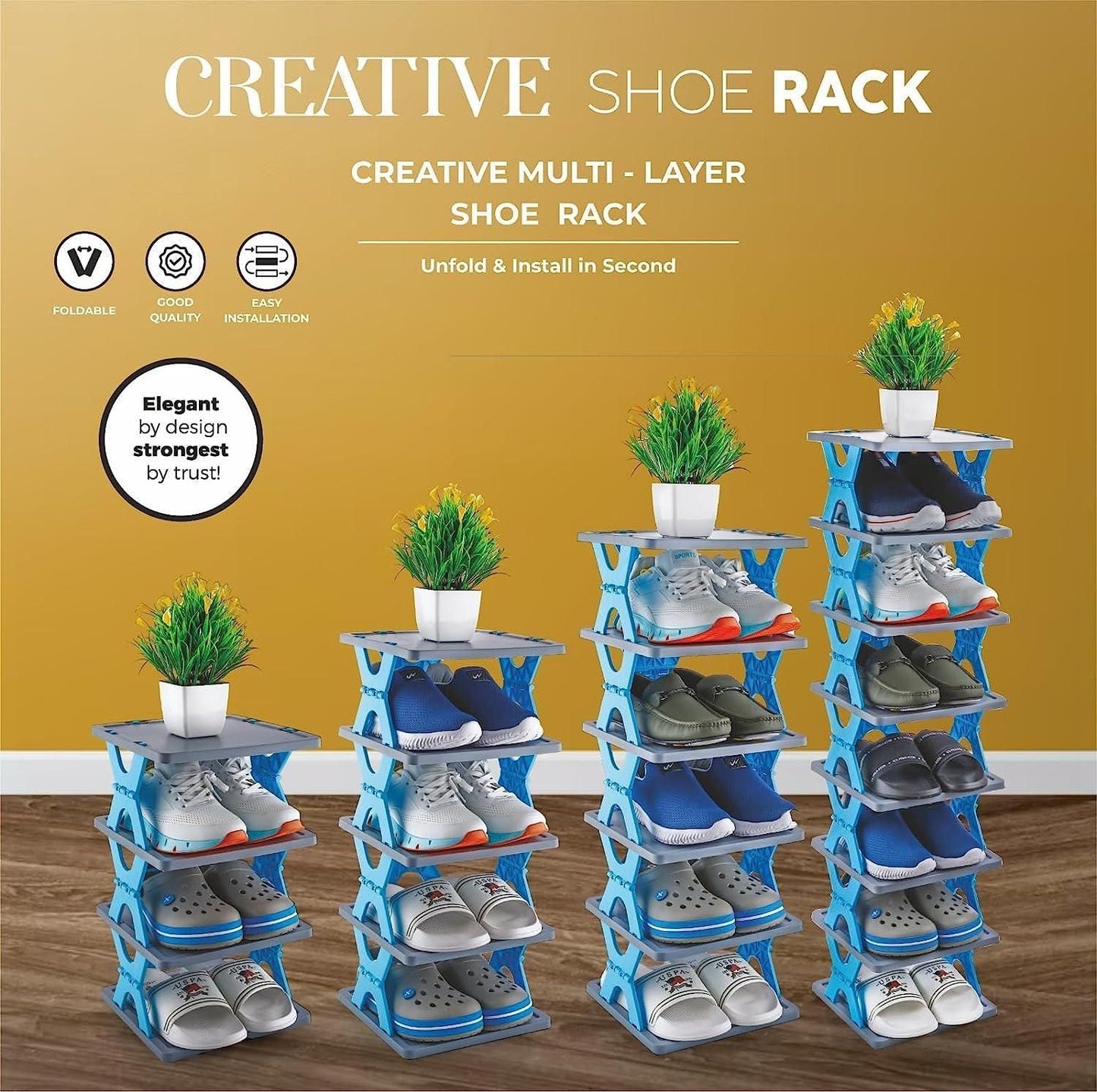 Smart Foldable Shoes Tier Shoe Rack 4 Layer